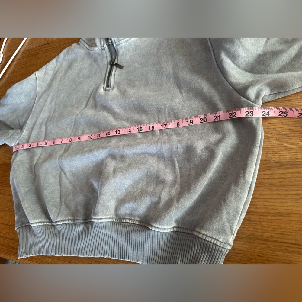 Women’s Washed Grey Quarter-Zip Pullover Sweatshirt - Picture 8 of 10